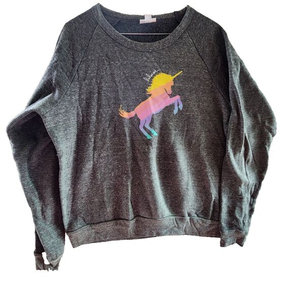 LuLaRoe Tops - LuLaRoe Women's XL Grey Sweatshirt Rainbow Unicorn With Branding Soft Inside